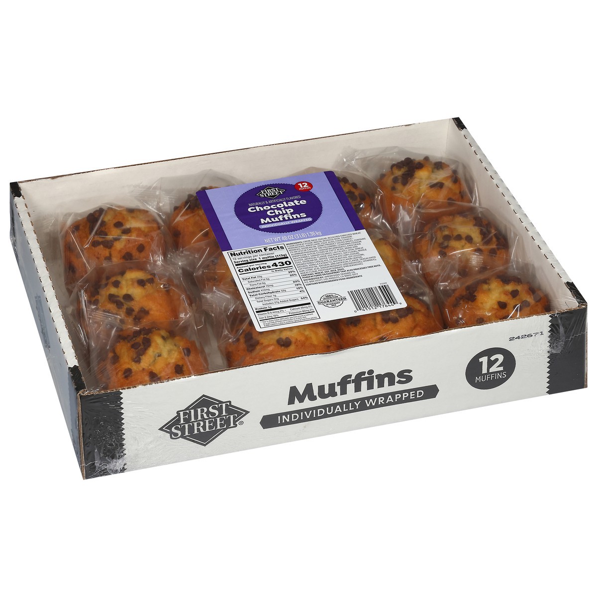 slide 13 of 14, First Street Iw Chocolate Chip Muffin, 48 oz