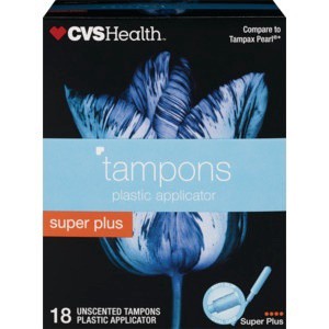 slide 1 of 1, CVS Health Tampons Super Plus Absorbency Unscented, 18 ct