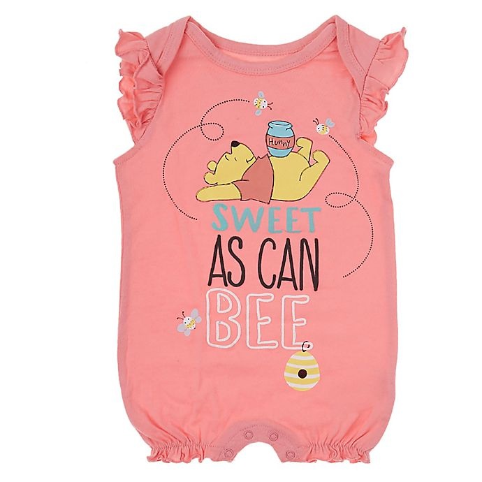 slide 2 of 3, Disney Baby Girl's Winnie the Pooh Short Sleeve Rompers - Pink, 2 ct; 24 M