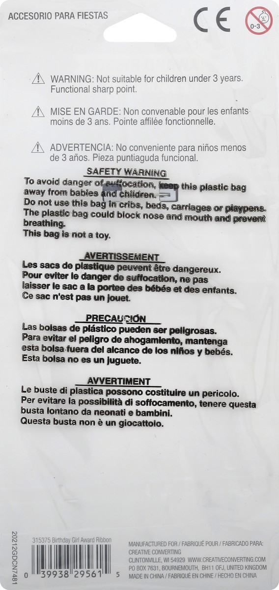 slide 6 of 9, Creative Converting Birthday Girl Award Ribbon 1 ea, 1 ct