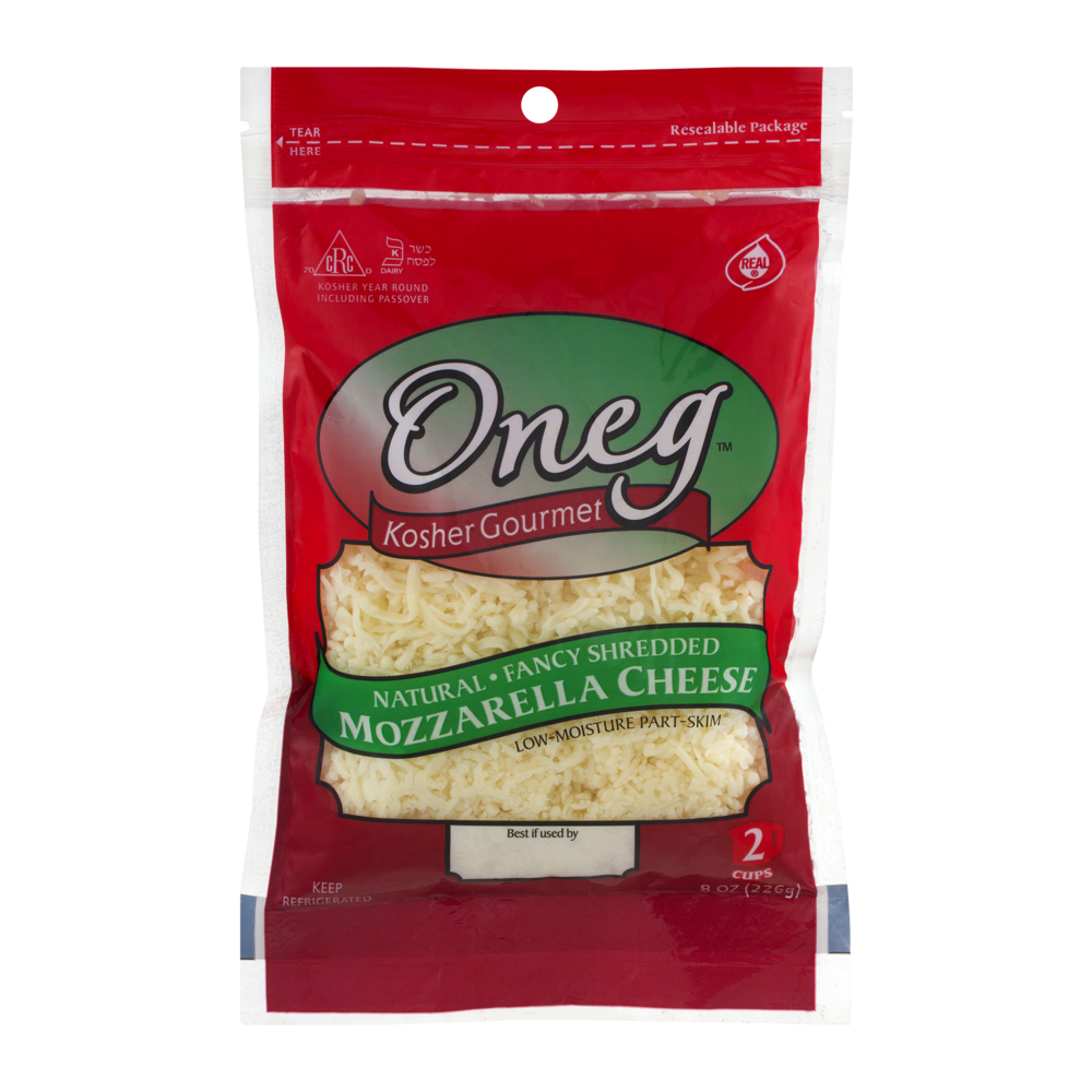 slide 1 of 1, Oneg Mozzarella Shredded Cheese, 8 oz