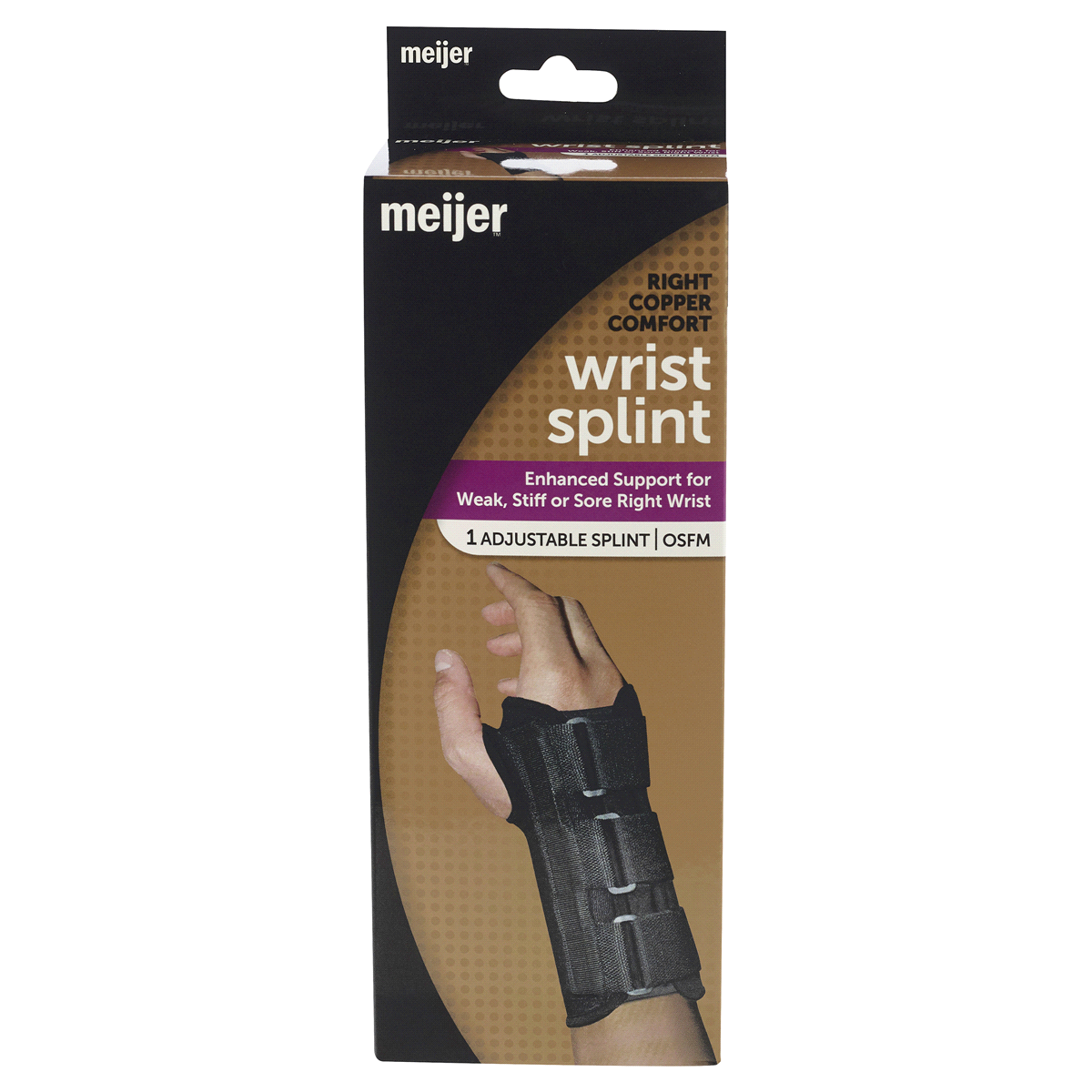 slide 1 of 7, Meijer Copper Comfort Wrist Splint, Right Wrist, 1 ct