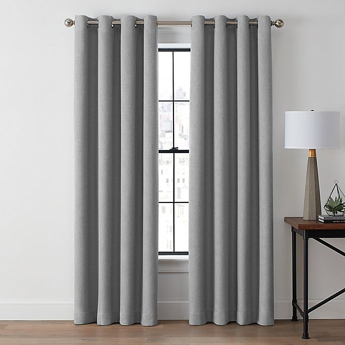 slide 1 of 4, Brookstone Zadie Grommet 100% Blackout Window Curtain Panel - Slate Grey, 95 in
