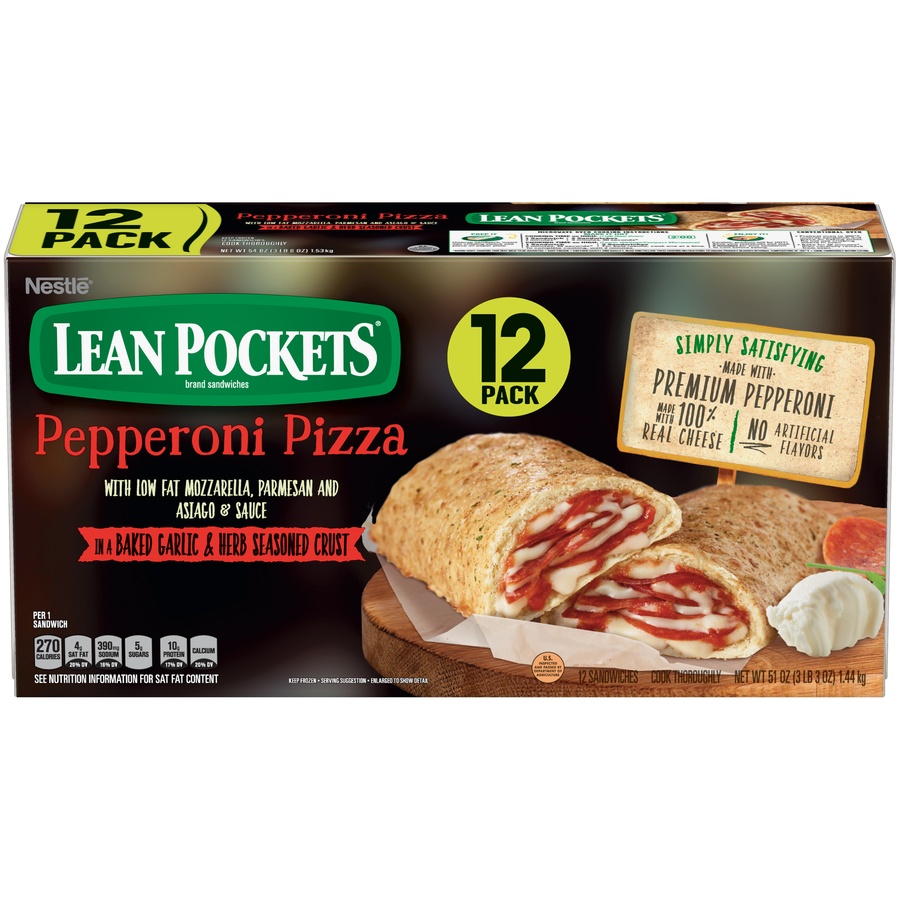 slide 1 of 9, Lean Pockets Pepperoni Pizza Sandwiches, 12 ct; 4.5 oz