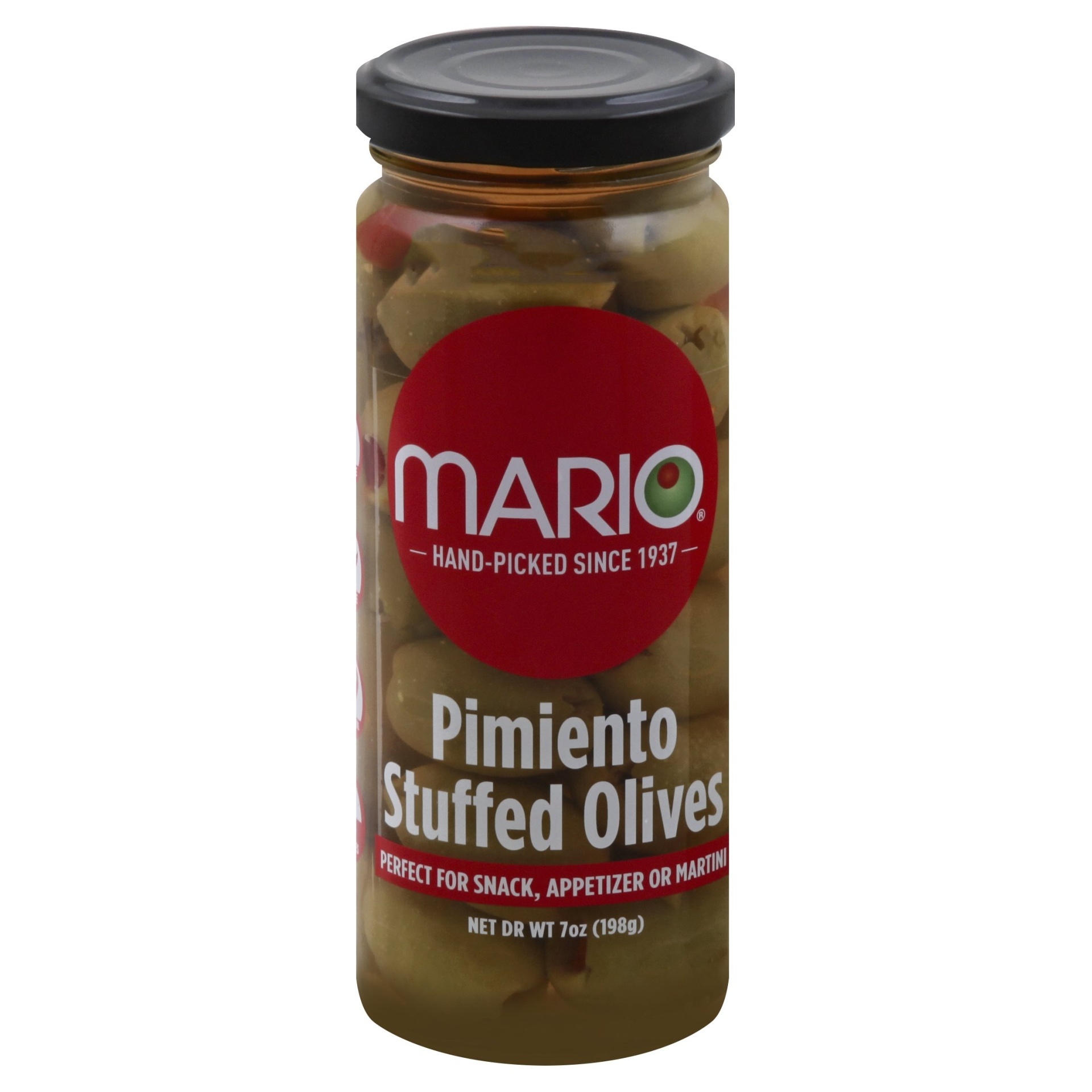 slide 1 of 1, Mario Pimiento Stuffed Olives, 7 oz