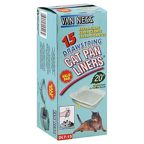 slide 1 of 1, Van Ness Cat Pan Liners, Drawstring, Extra-Giant, Valu-Pak, 15 ct
