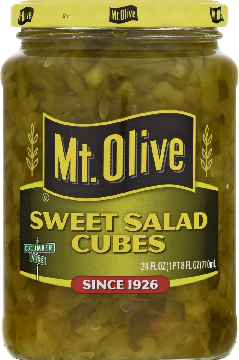 slide 1 of 11, Mt. Olive Sweet Salad Cubes 24 oz Jar, 24 oz