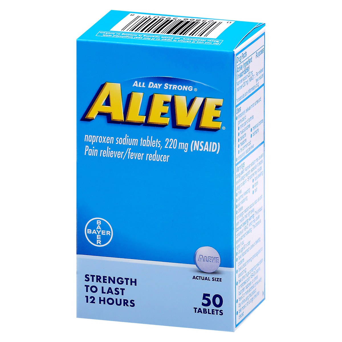 slide 2 of 11, Aleve Pain Reliever/Fever Reducer, 220 mg, Tablets, 50 ct