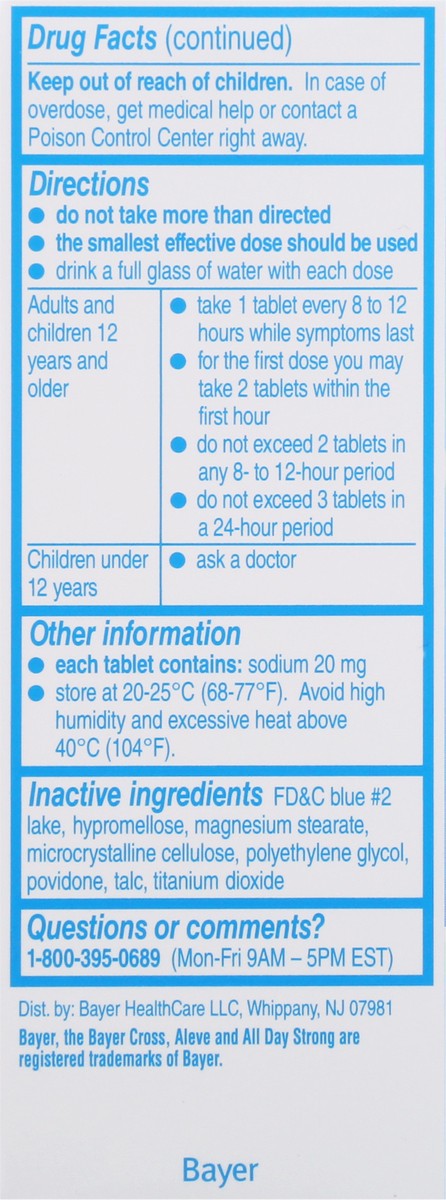 slide 6 of 11, Aleve Pain Reliever/Fever Reducer, 220 mg, Tablets, 50 ct