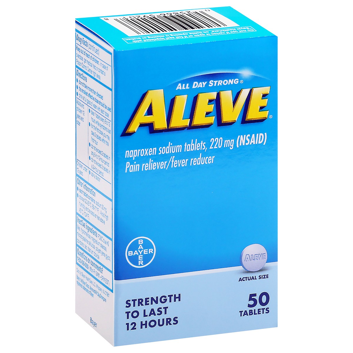 slide 5 of 11, Aleve Pain Reliever/Fever Reducer, 220 mg, Tablets, 50 ct
