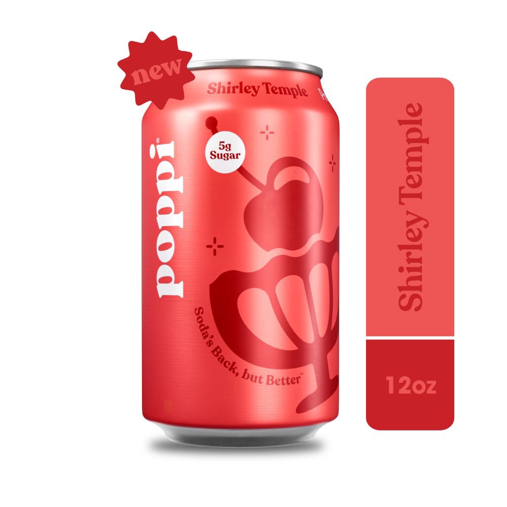 slide 1 of 5, Poppi Shirley Temple Prebiotic Soda Can, 12 fl oz, 12 fl oz