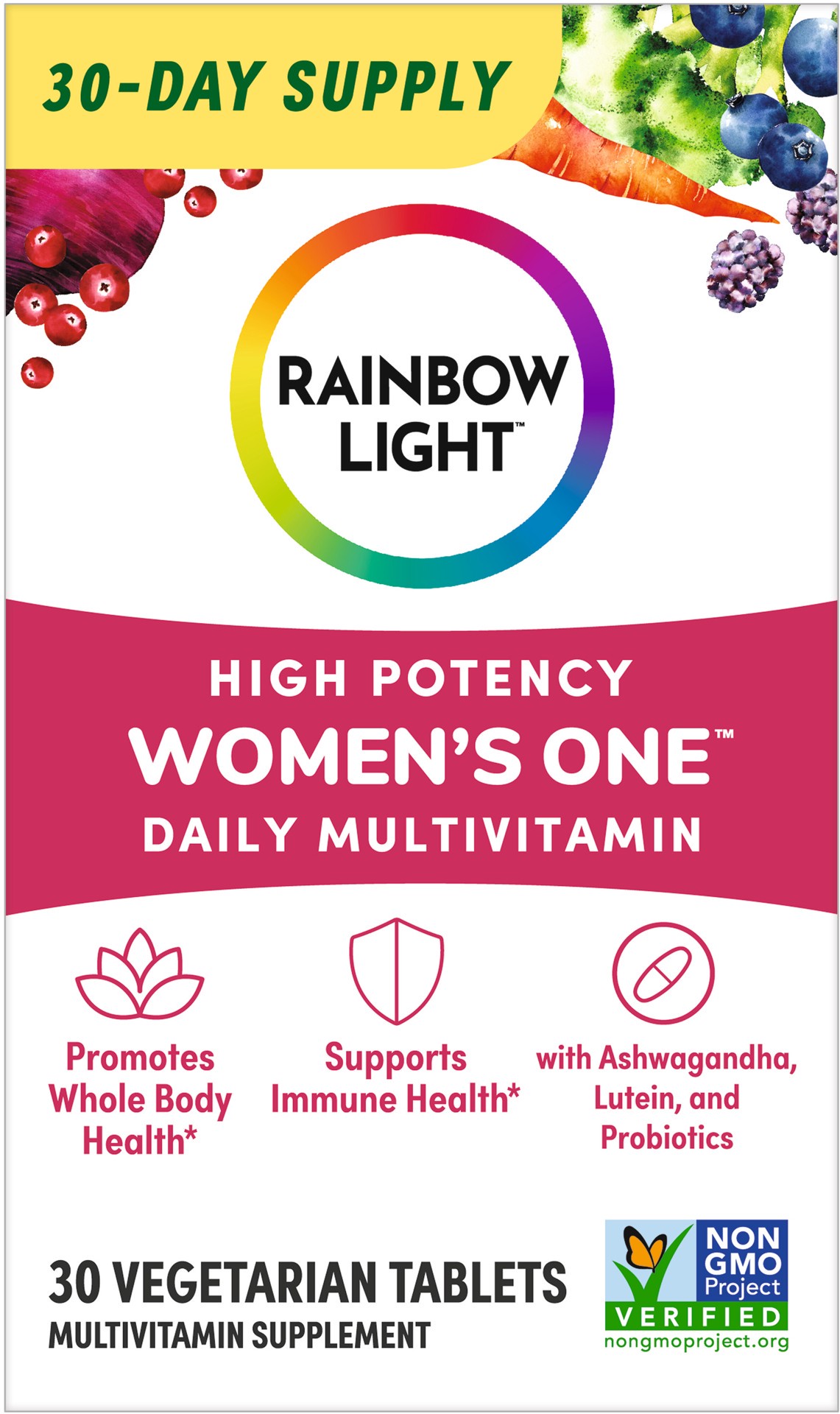 slide 1 of 5, Rainbow Light Women's One High-Potency Daily Multivitamin, 30 Count, 1 Bottle, 30 ct