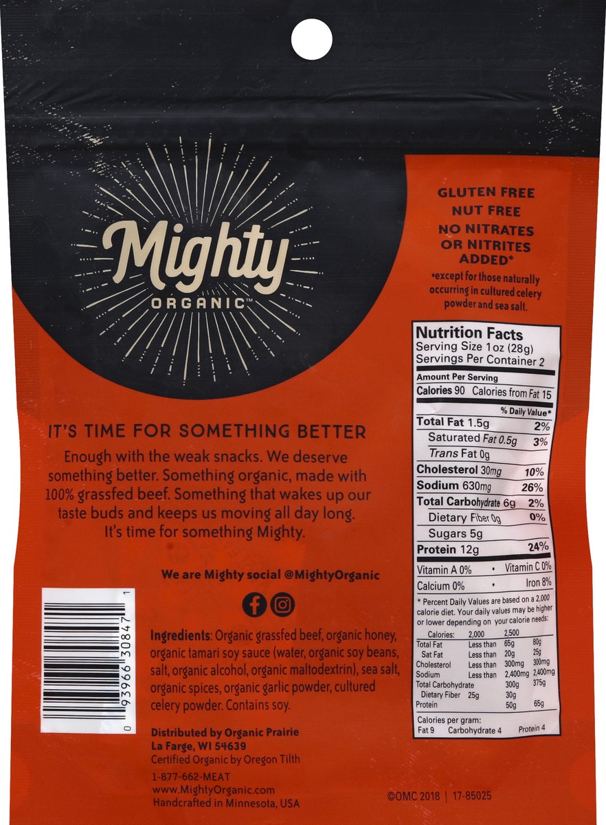 slide 6 of 6, Mighty Organic Organic Valley Teriyaki Beef Jerky, 2 oz