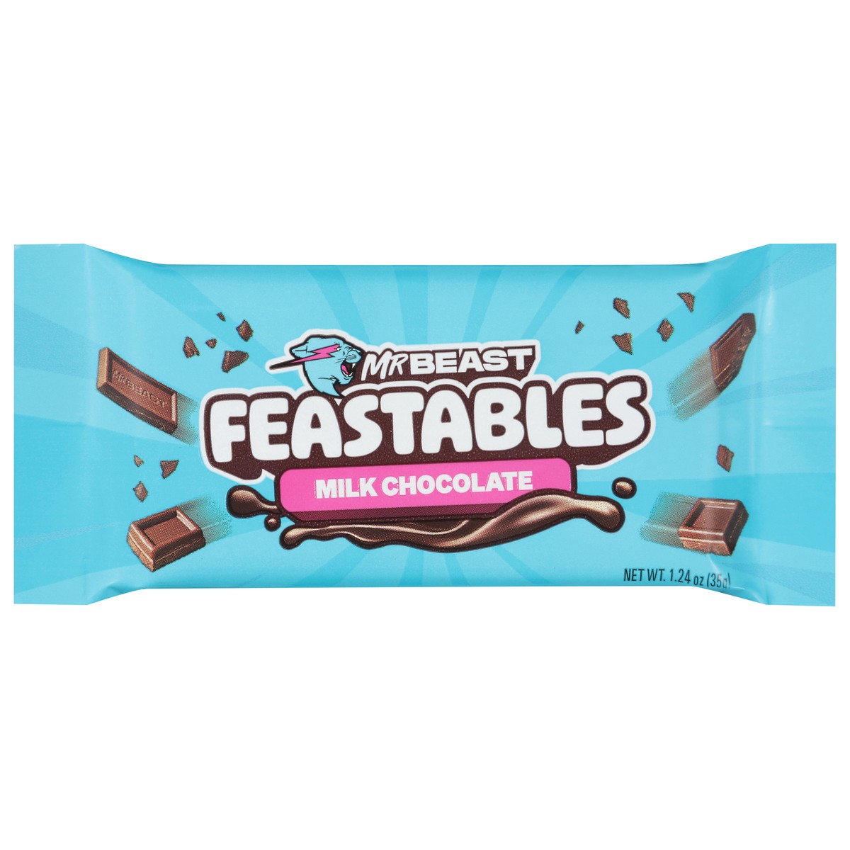 slide 1 of 9, Feastables Mr Beast Milk Chocolate 1.24 oz, 1.24 oz