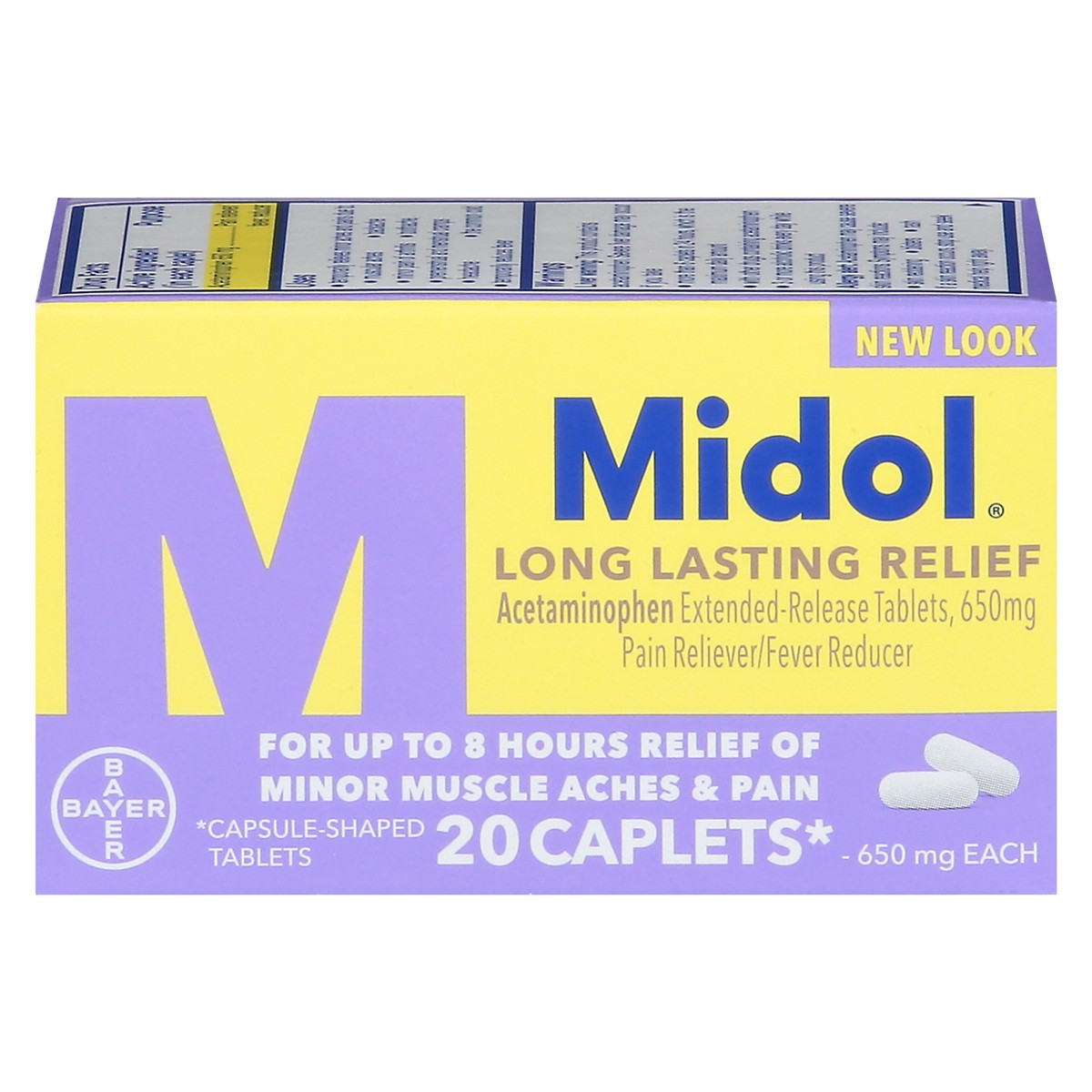 slide 1 of 9, Midol 650 mg Long Lasting Relief 20 Caplets, 20 ct