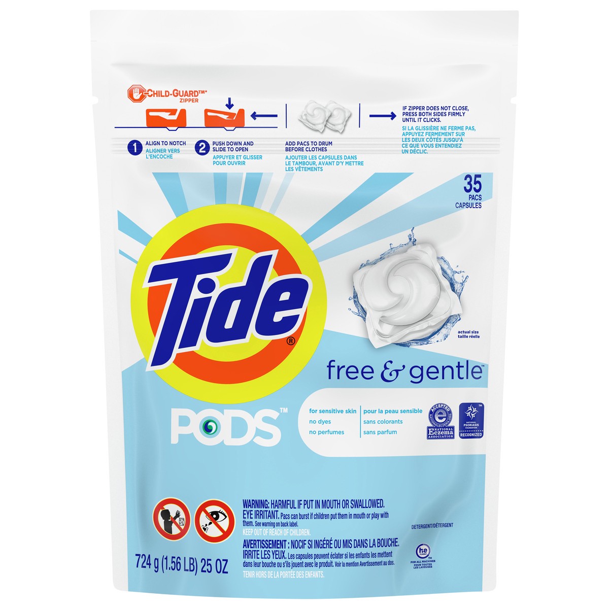 slide 1 of 8, Tide Pods Pacs Free & Gentle Detergent 35 ea, 35 ct