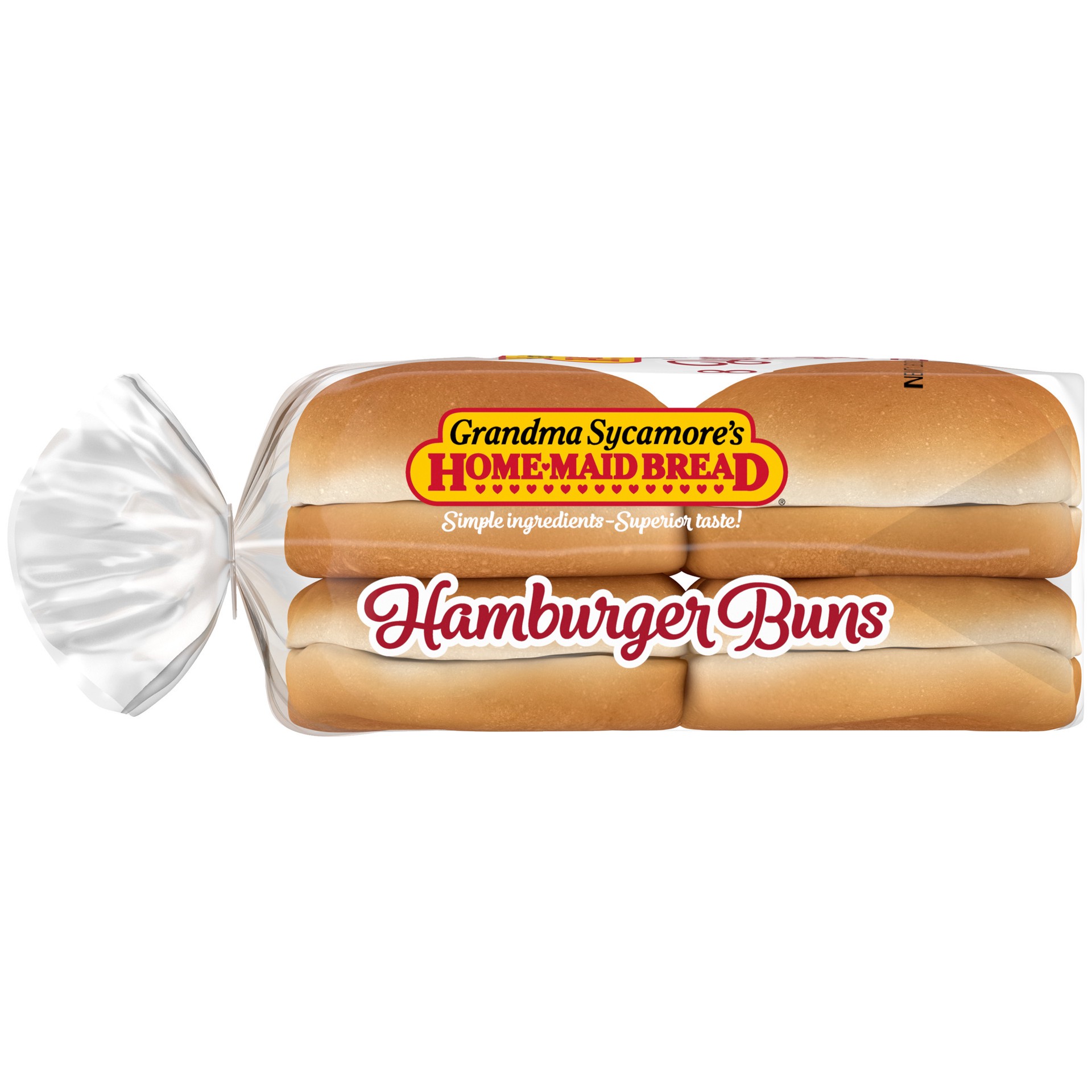 slide 2 of 5, Grandma Sycamore's Plain Hamburger Buns, 8 count, Soft Hamburger Buns, 18 oz Bag, 8 ct