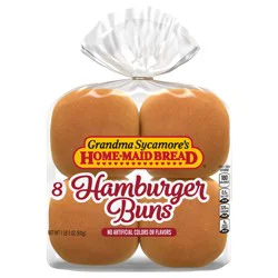 Grandma Sycamore's Plain Hamburger Buns, 8 count, Hamburger Buns, 18 oz Bag