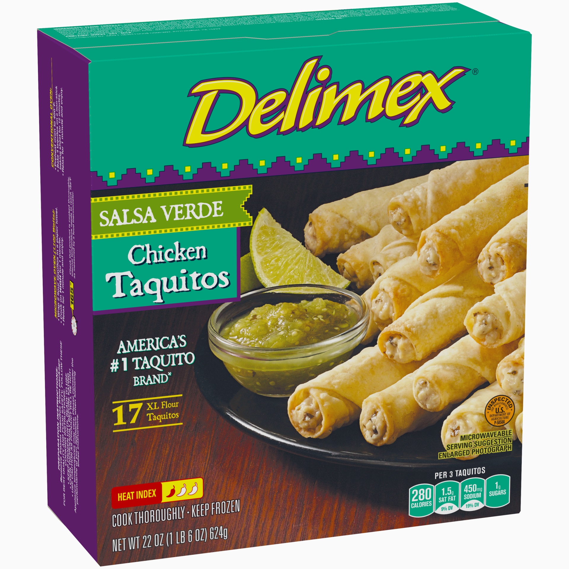 Delimex Chicken Salsa Verde XL Flour Taquitos Frozen Snacks 22.1 oz Shipt