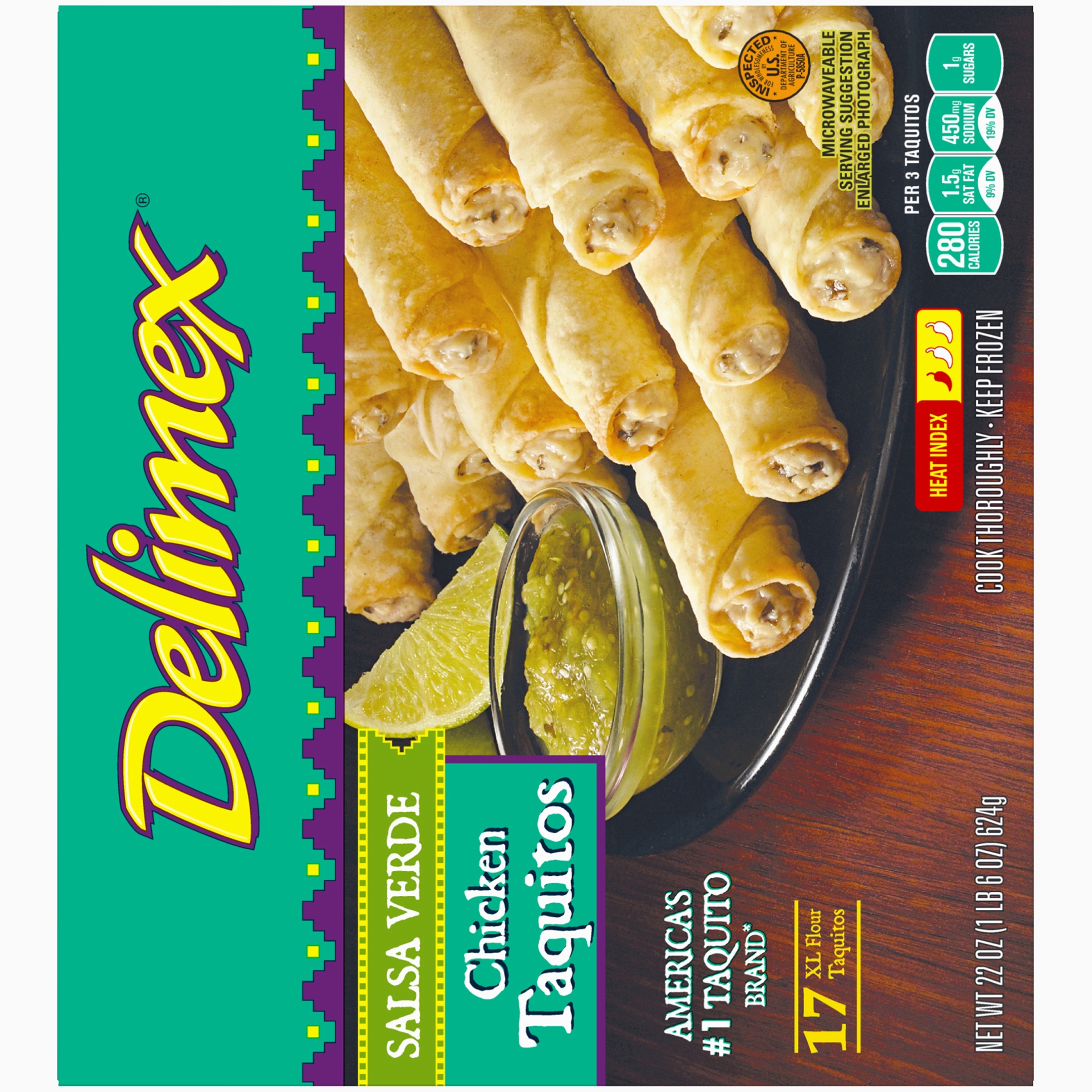 Delimex Chicken Salsa Verde XL Flour Taquitos Frozen Snacks 22.1 oz Shipt