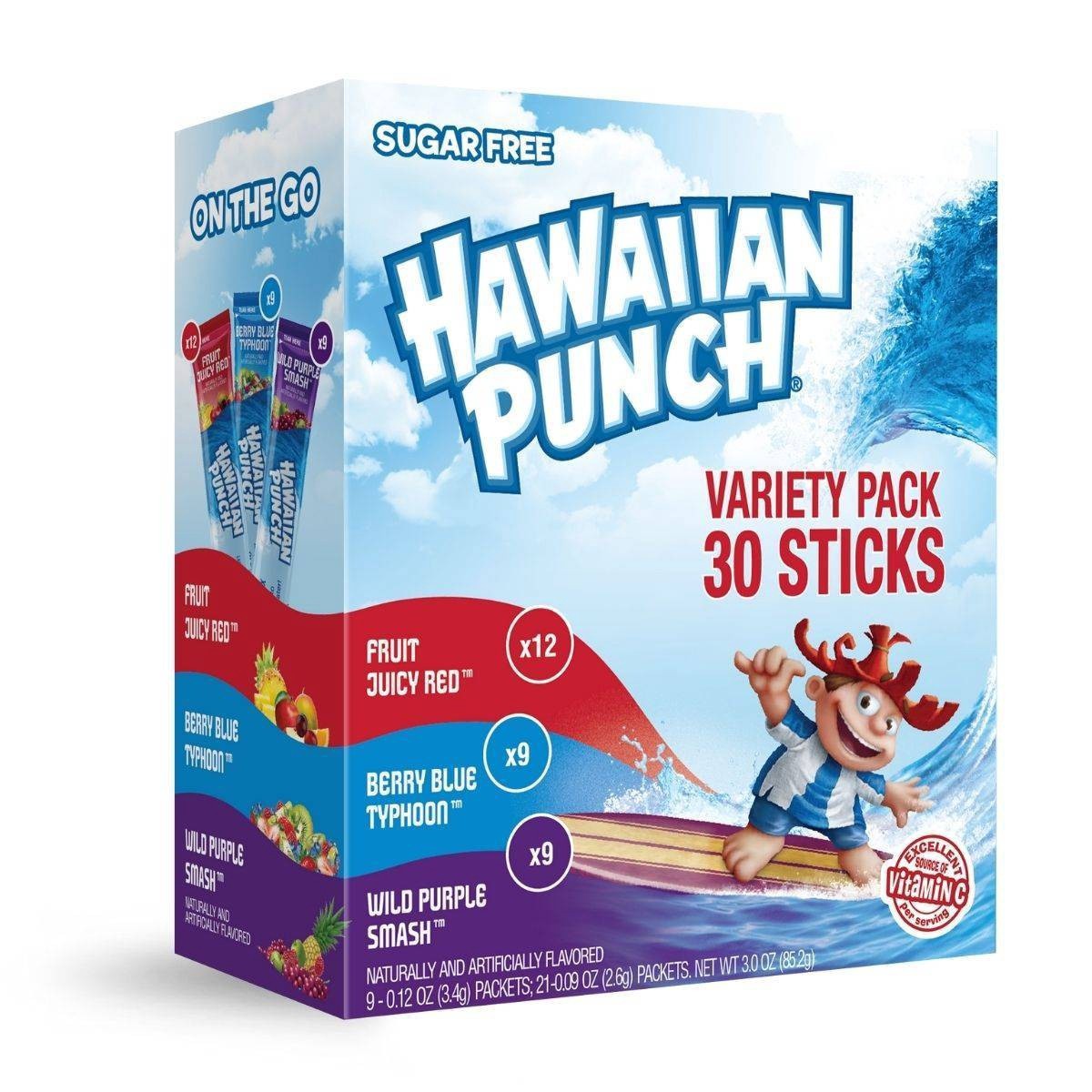 slide 1 of 3, Stur Hawaiian Punch Sugar Free Drink Mix Sticks Variety Pack - 30 ct, 30 ct