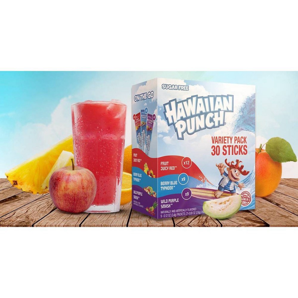 slide 2 of 3, Stur Hawaiian Punch Sugar Free Drink Mix Sticks Variety Pack - 30 ct, 30 ct
