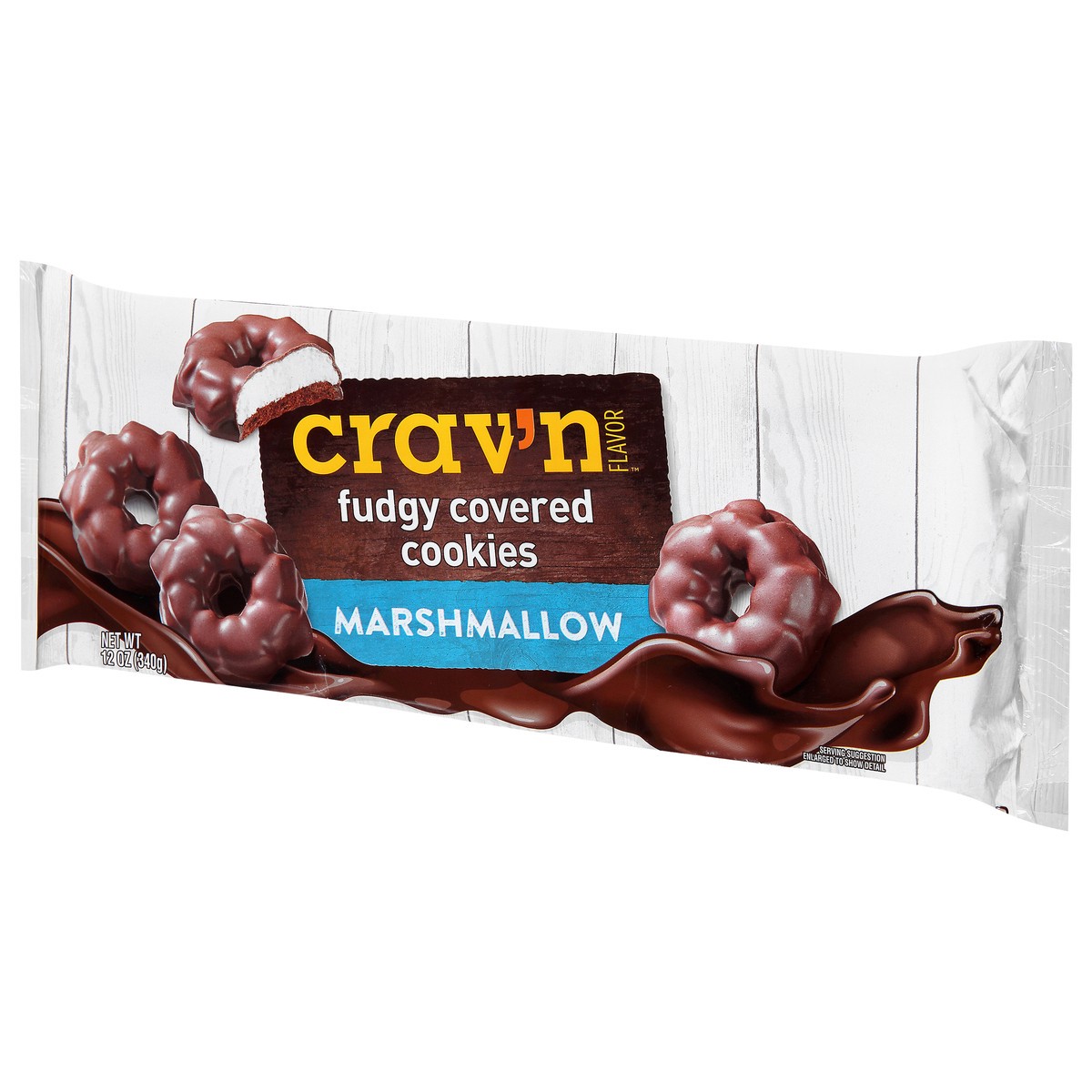 slide 3 of 9, Crav'n Flavor Fudge Covered Marshmallow Cookies 12 oz, 12 oz