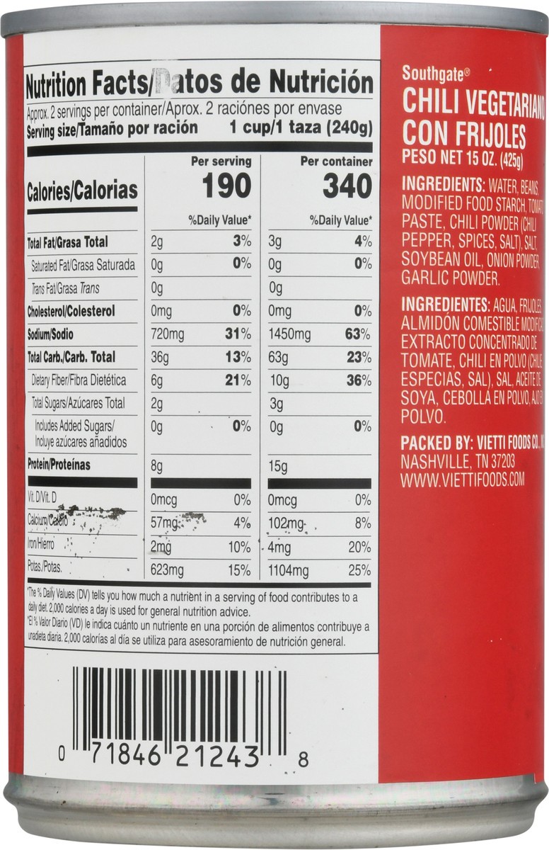 slide 7 of 13, Southgate Vietti Southgate Vegetarian Chili Bea, 15 oz