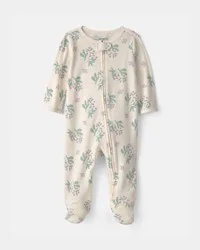 Carters Baby Girl Floral Snug Fit Sleep & Play Pajamas - Cream Cream 6M