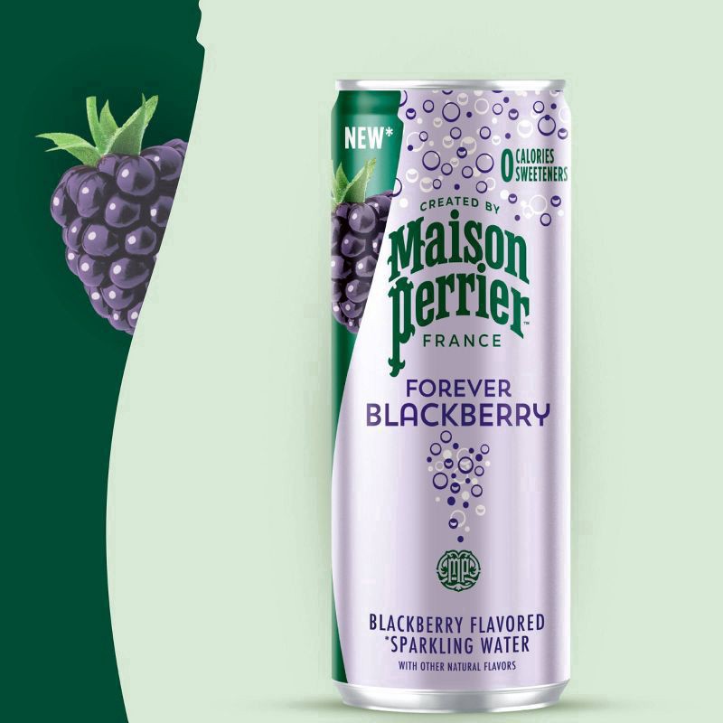 slide 2 of 9, Maison Perrier Forever Blackberry Flavored Sparkling Water, 11.15 FL OZ Cans, 8 Count, 11.15 oz