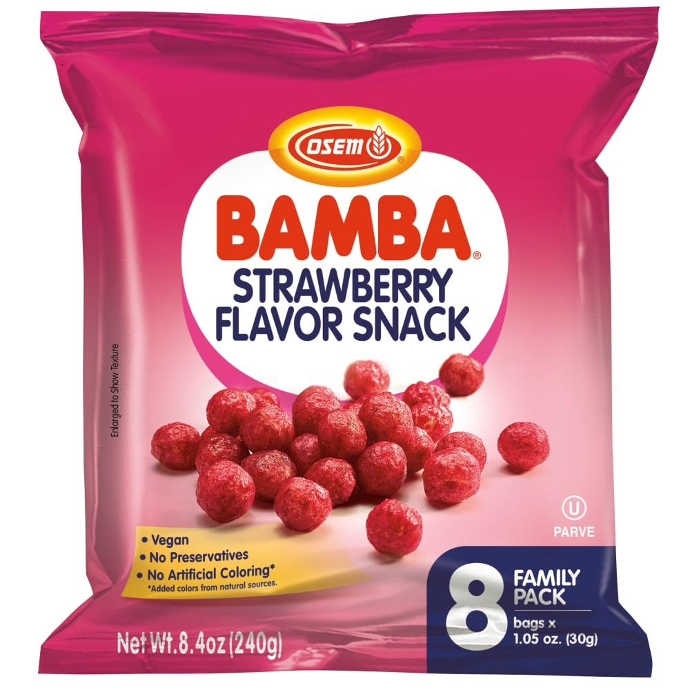 slide 1 of 1, Osem Bamba Strawberry Flavored Snack 8 - 1.05 oz Bags, 8.4 oz