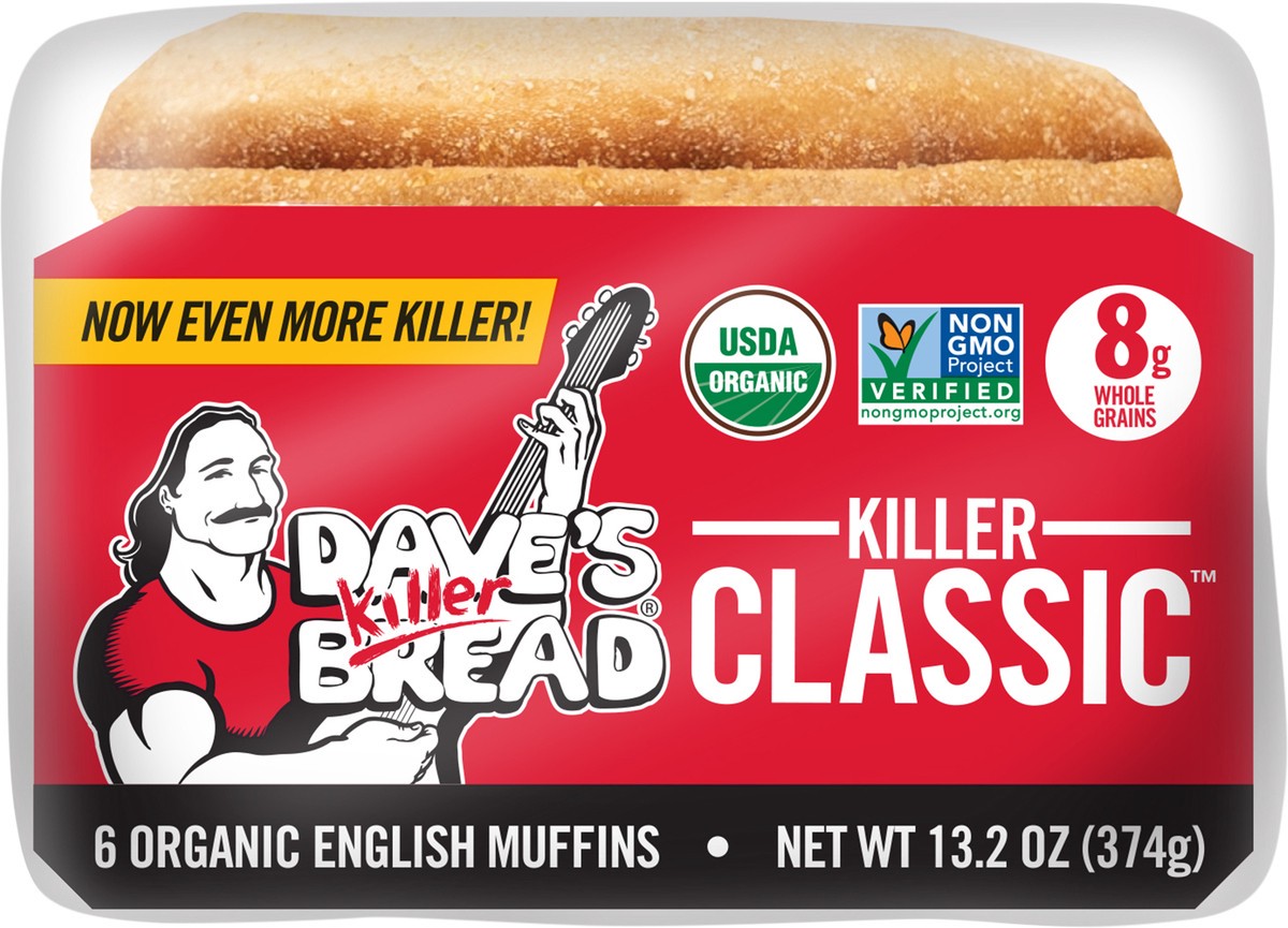 slide 3 of 12, Dave's Killer Bread English Muffins, Organic, Killer Classic, 6 ct