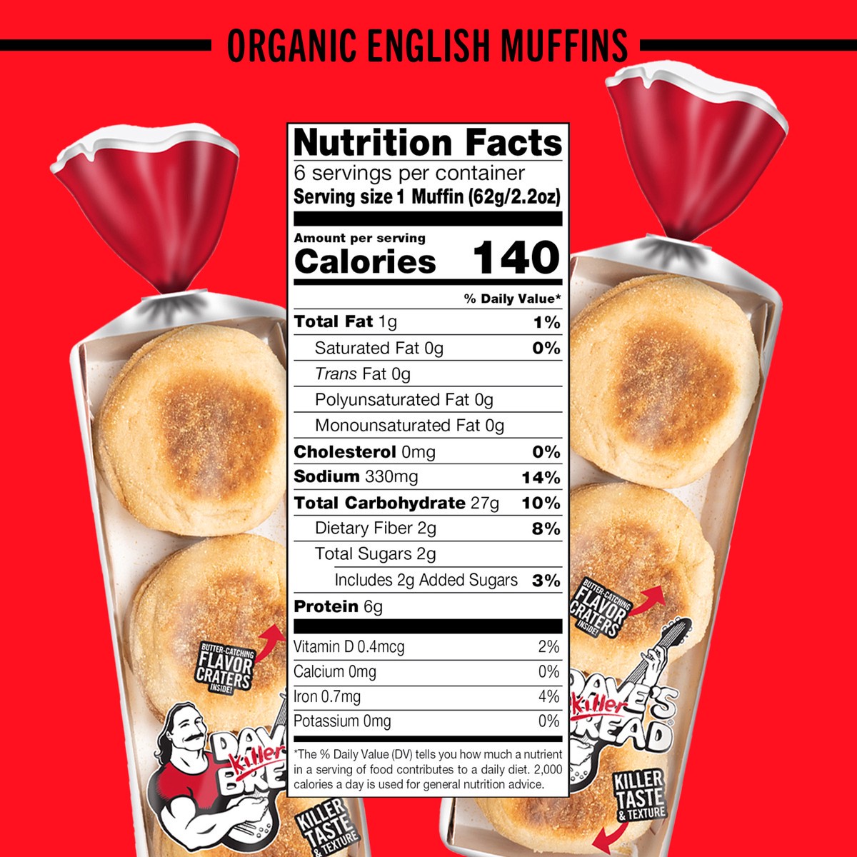 slide 6 of 12, Dave's Killer Bread English Muffins, Organic, Killer Classic, 6 ct