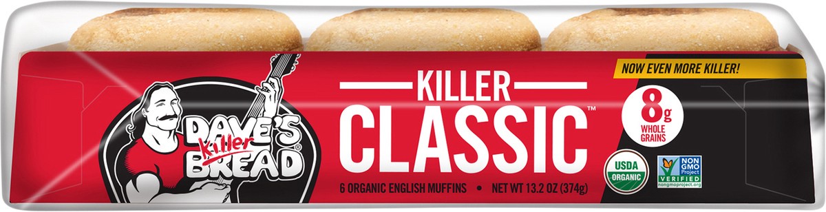slide 9 of 12, Dave's Killer Bread English Muffins, Organic, Killer Classic, 6 ct