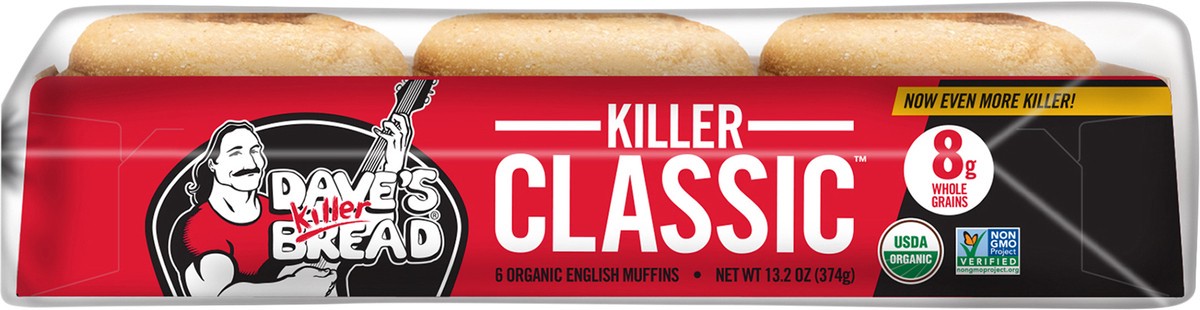slide 2 of 12, Dave's Killer Bread English Muffins, Organic, Killer Classic, 6 ct