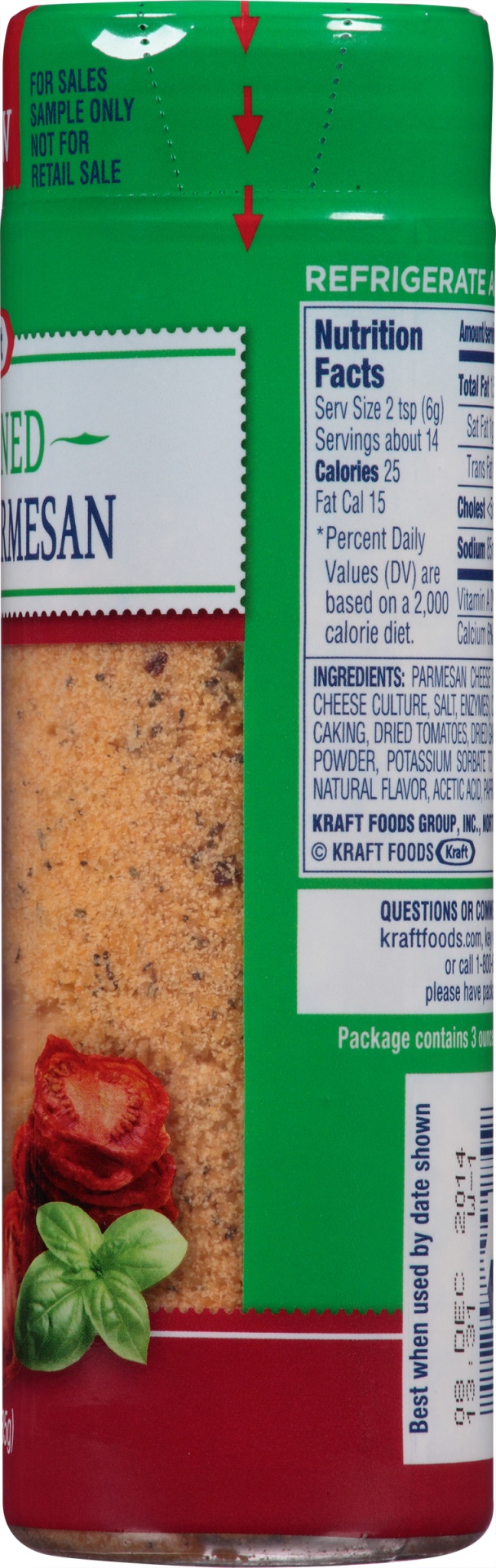 slide 3 of 6, Kraft Seasoned Grated Parmesan Sun-Dried Tomato & Basil, 3 oz