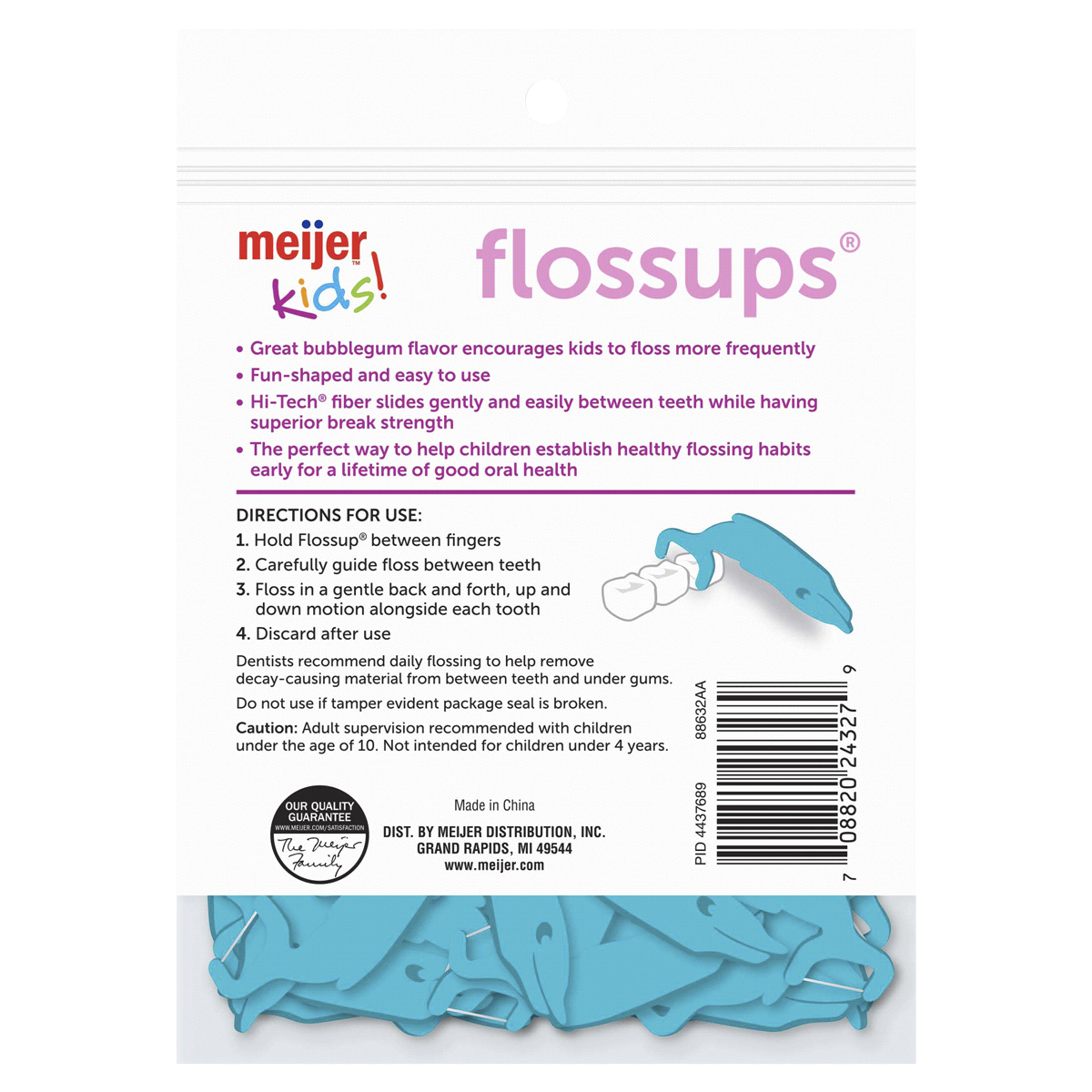 slide 4 of 5, Meijer Kids Flossup, Bubble Gum Flavor, 75 ct