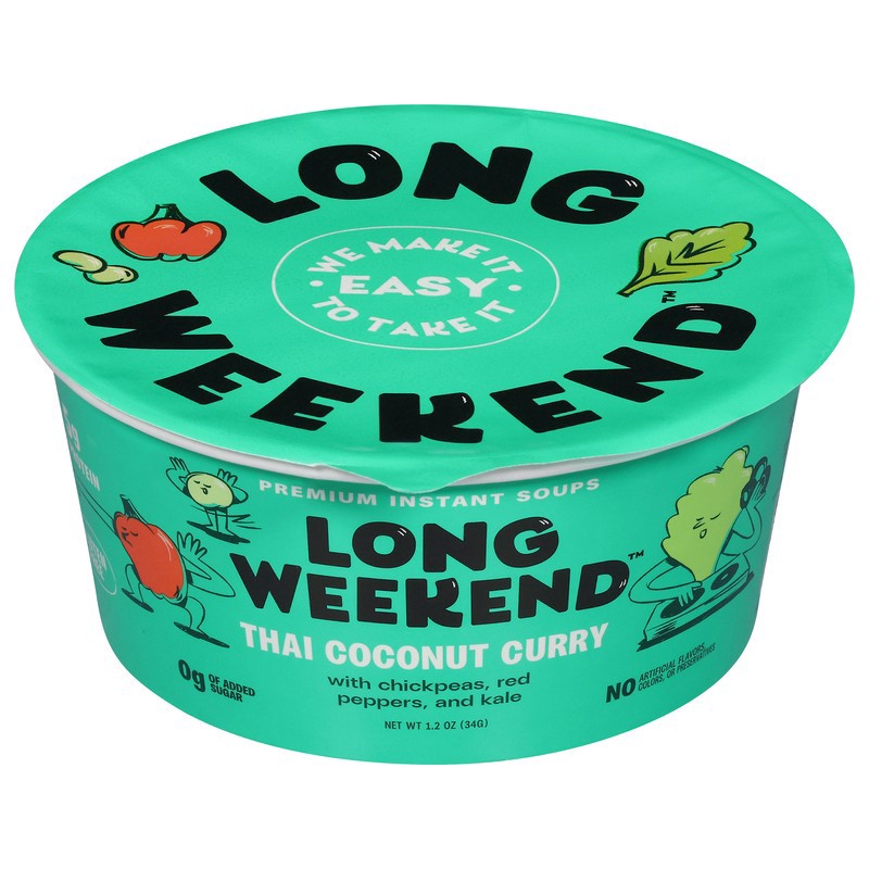 slide 1 of 5, Long Weekend Premium Instant Thai Coconut Curry Soups 1.2 oz, 1.2 oz