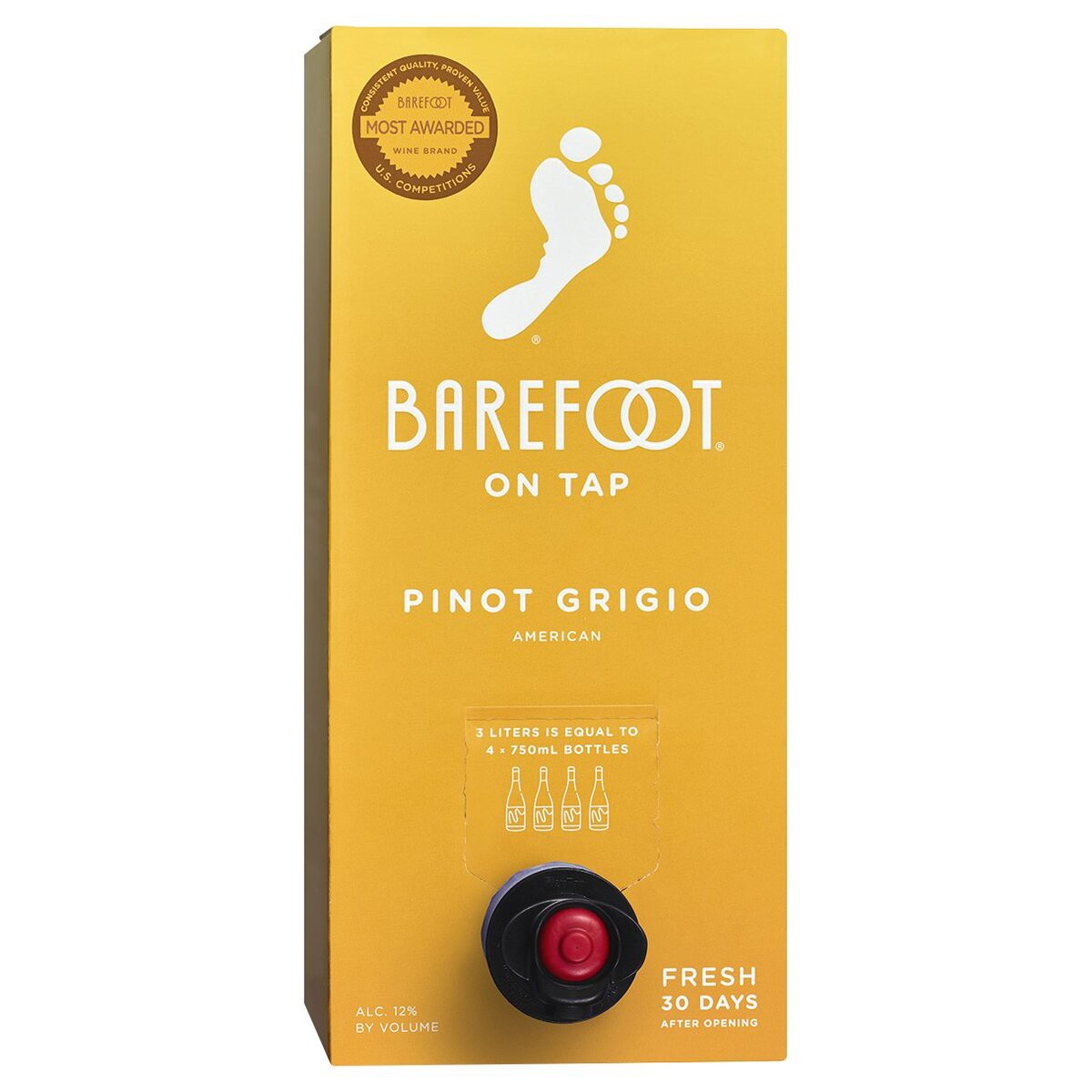 slide 1 of 5, Barefoot On Tap Pinot Grigio, 3 liter