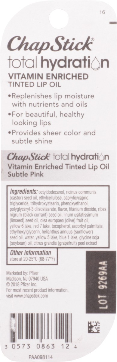 slide 6 of 9, ChapStick Total Hydration Vitamin Enriched Subtle Pink Tinted Lip Oil Tube - 0.24 Oz, 0.24 fl oz