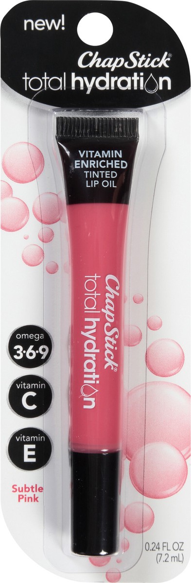 slide 1 of 9, ChapStick Total Hydration Vitamin Enriched Subtle Pink Tinted Lip Oil Tube - 0.24 Oz, 0.24 fl oz