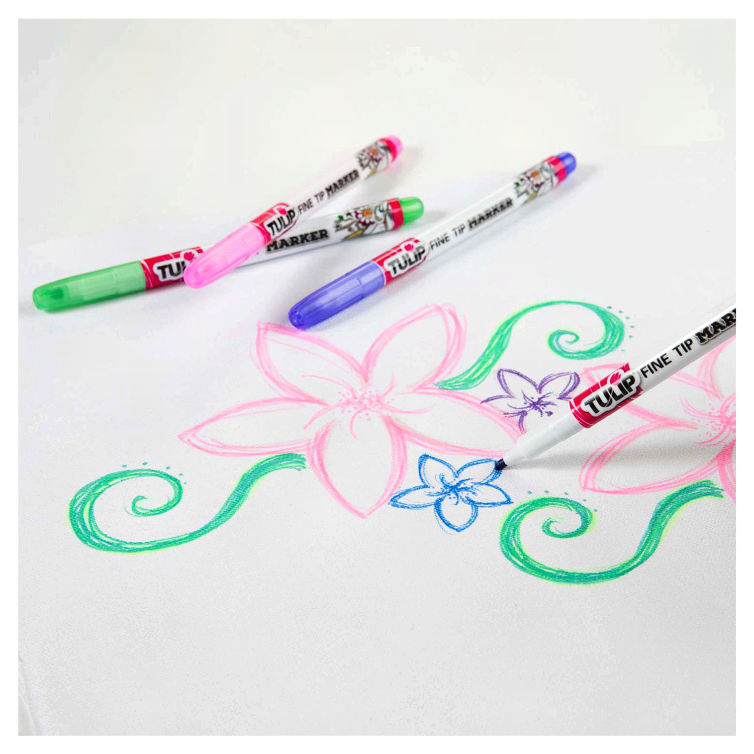 slide 2 of 2, Tulip Fabric Markers Fine Bullet Tip Rainbow, 12 ct