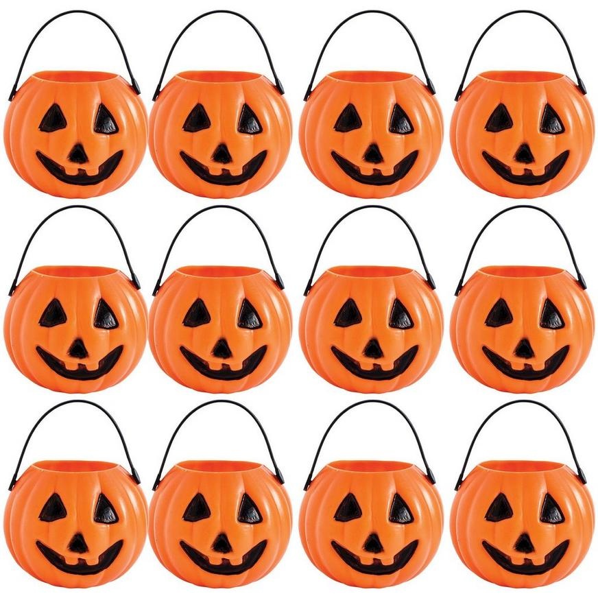 slide 1 of 1, Party City Mini Pumpkin Trick or Treat Candy Pails, 12 ct
