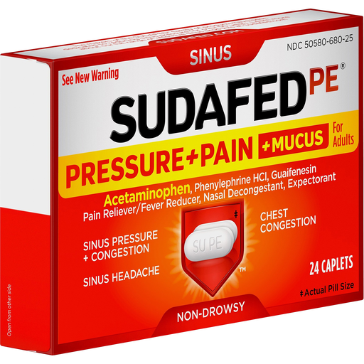 slide 1 of 1, Sudafed Pressure And Pain Plus Mucus Relief Caplets, 24 ct