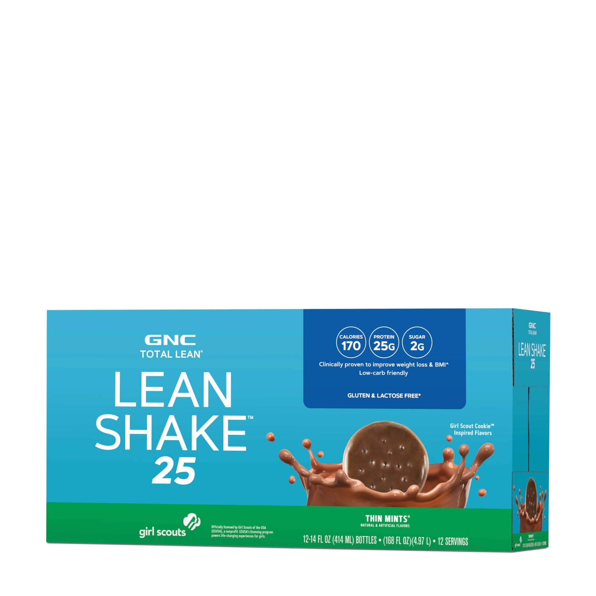 slide 1 of 1, GNC Total Lean Lean Shake 25 - Girl Scout Thin Mints, 12 ct