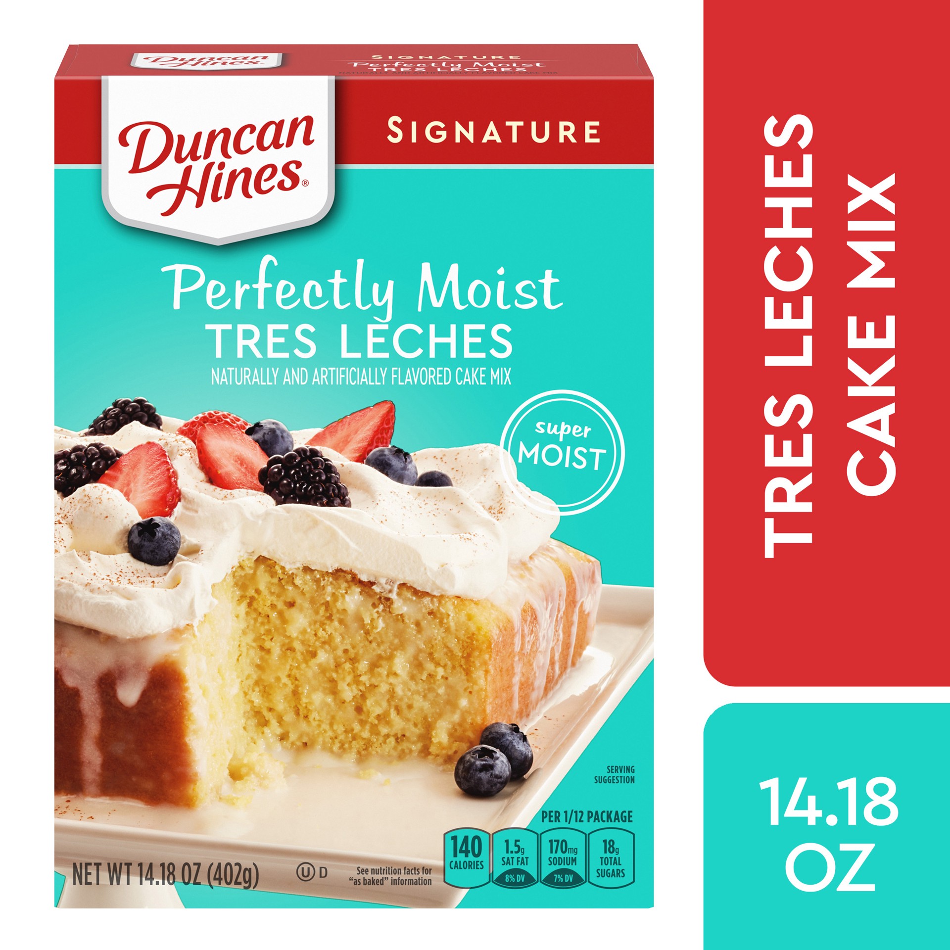 slide 1 of 2, Duncan Hines Signature Perfectly Moist Tres Leches Cake Mix 14.18 oz, 14.18 oz