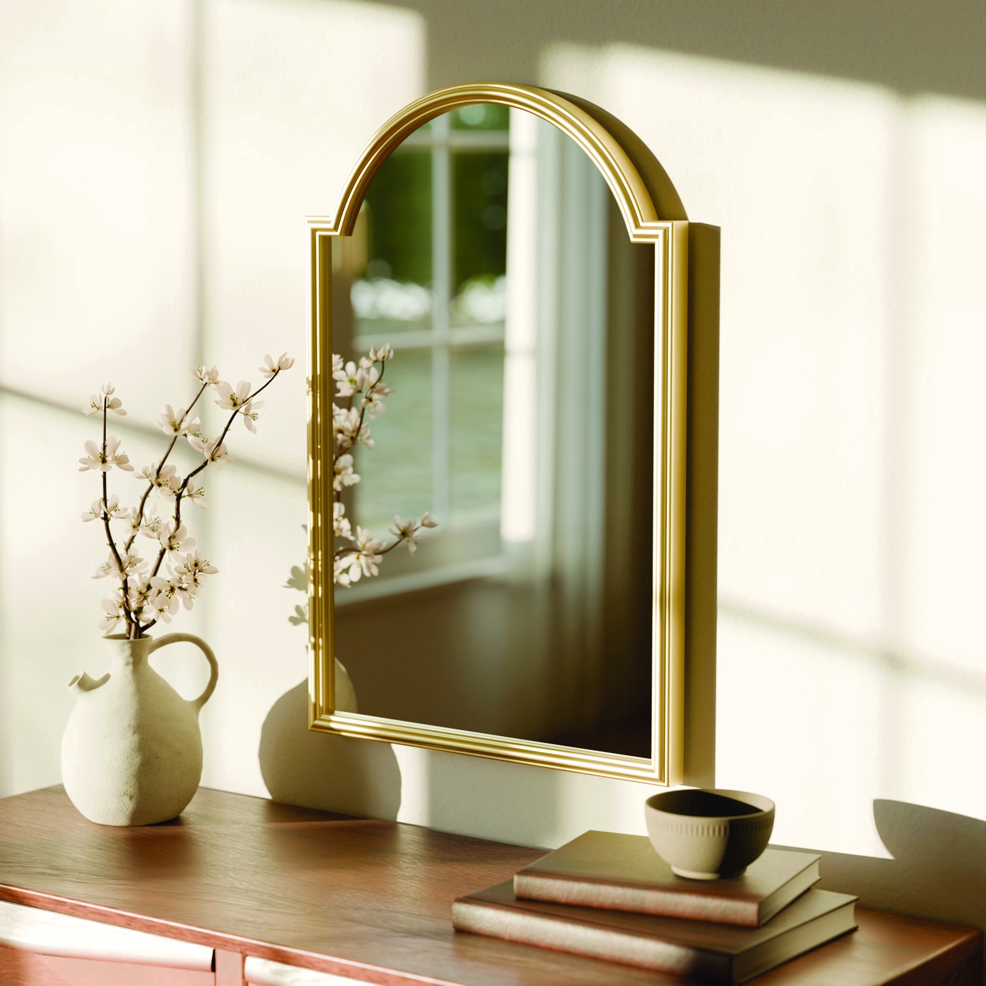 slide 3 of 6, 16" X 24" Scalloped Arch Wall Mirror In Gold Metal Frame By Ashland, 16 in x 24 in