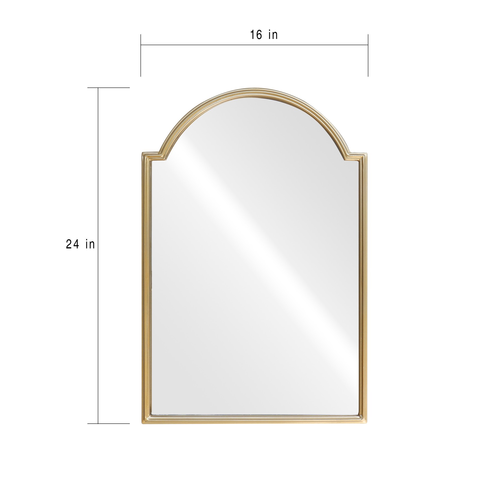 slide 2 of 6, 16" X 24" Scalloped Arch Wall Mirror In Gold Metal Frame By Ashland, 16 in x 24 in