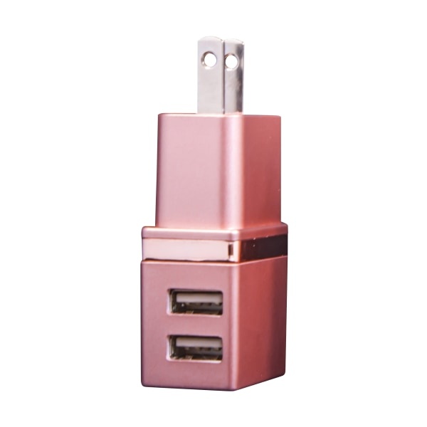 slide 1 of 1, Duracell Dual Usb Charger, Ac, Rose Gold, Le2307, 1 ct