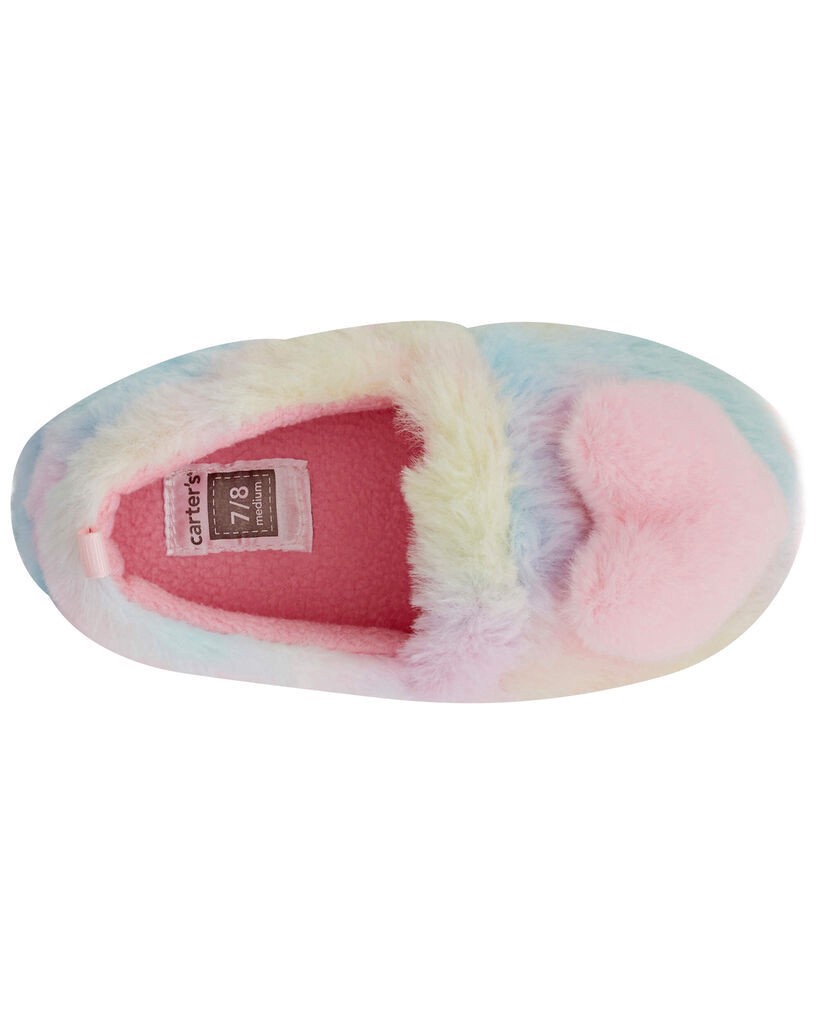 slide 6 of 6, Carter's Rainbow Heart Faux Fur Loafer Slippers Multi XL, 1 ct